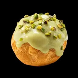 Bignè glassato al pistacchio con granella mignon