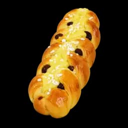 Treccia alla crema e uvetta con granella di zucchero