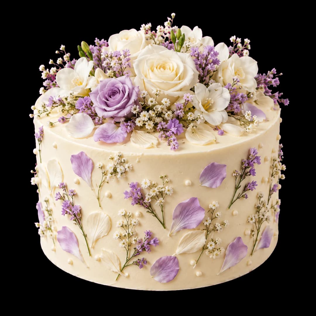 Torta con fiori edibili