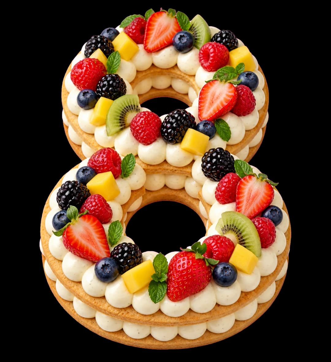 Number cake crema e frutta