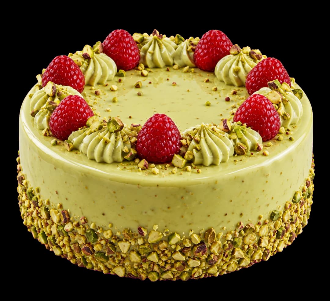 Torta pistacchio e lamponi