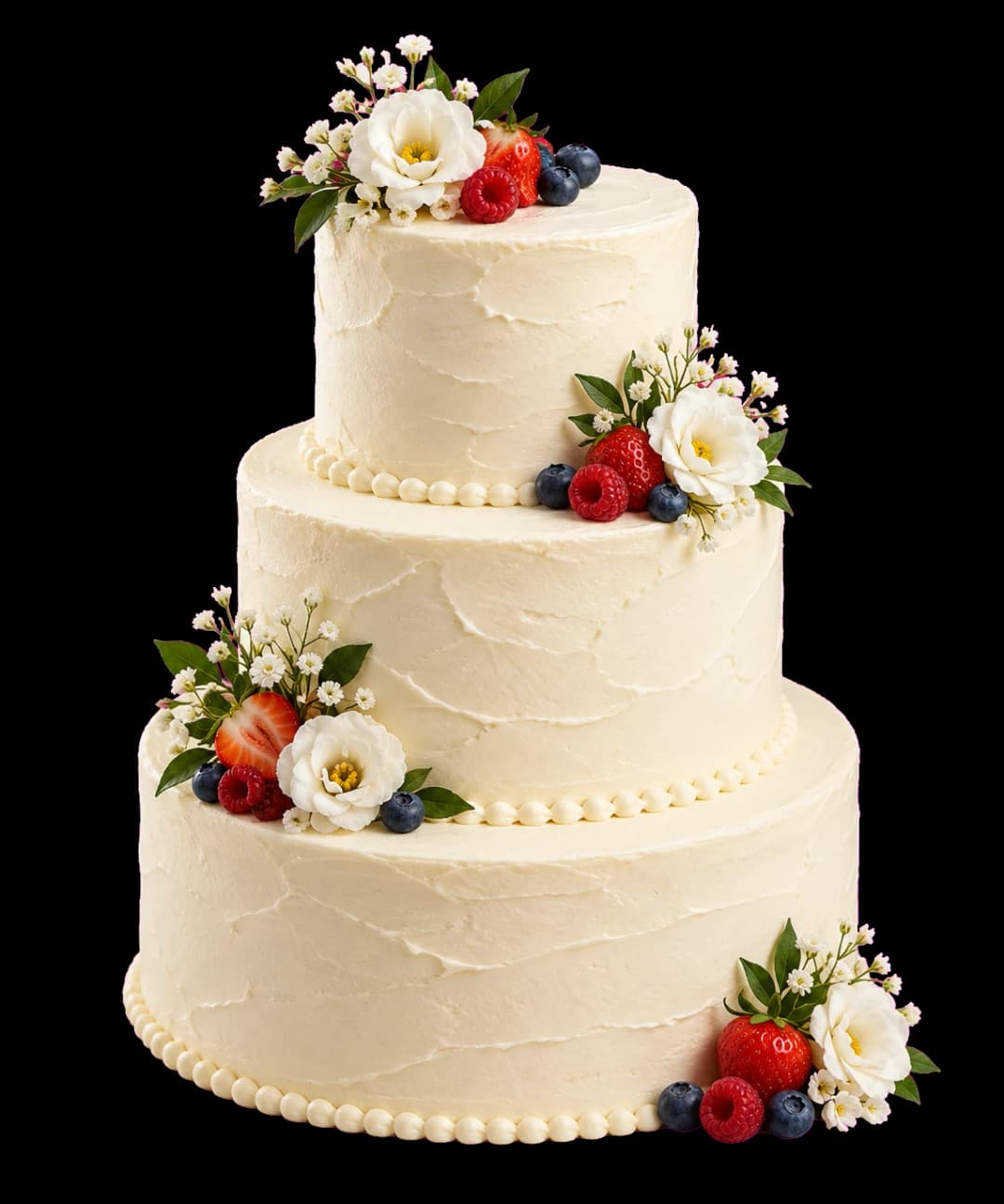 Torta nuziale a piani vaniglia e frutti di bosco